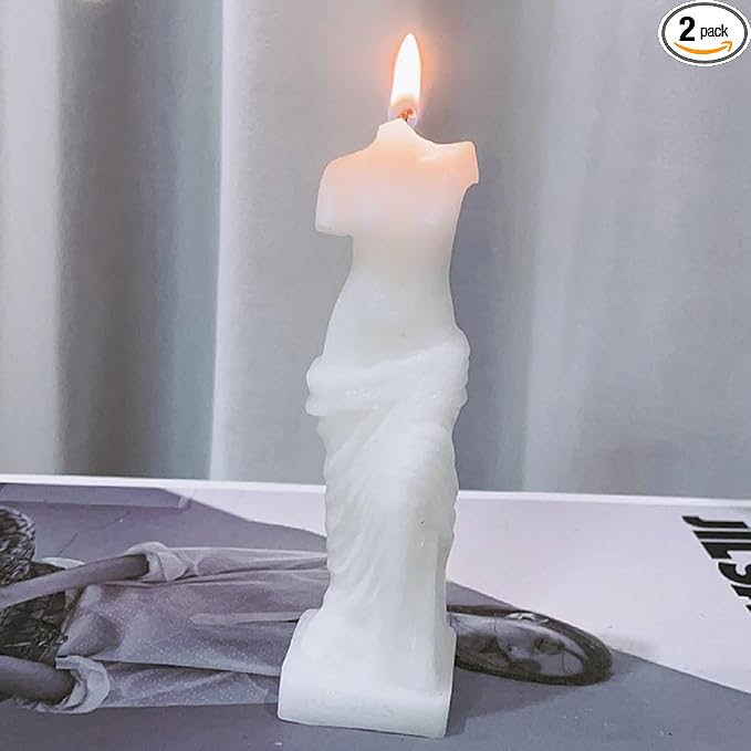 NatureMan 2 Pcs Venus Statue Scented Candle, Aroma Soy Wax Decorative Candle for Table Photo Prop Birthday Gift, for Medit...