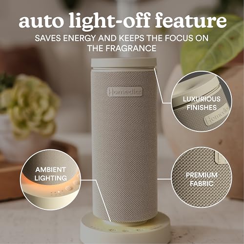 Homedics SereneScent Mini Fabric Rechargeable Waterless Diffuser, Cordless Aromatherapy Device, Use with SereneScent Oil 1...
