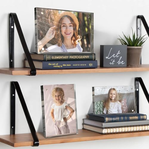 laapee 5x7 Inches Acrylic Picture Frames 1 Pack, Double Sided Magnetic Photo Frames,Free Standing on Desk or Table Clear P...