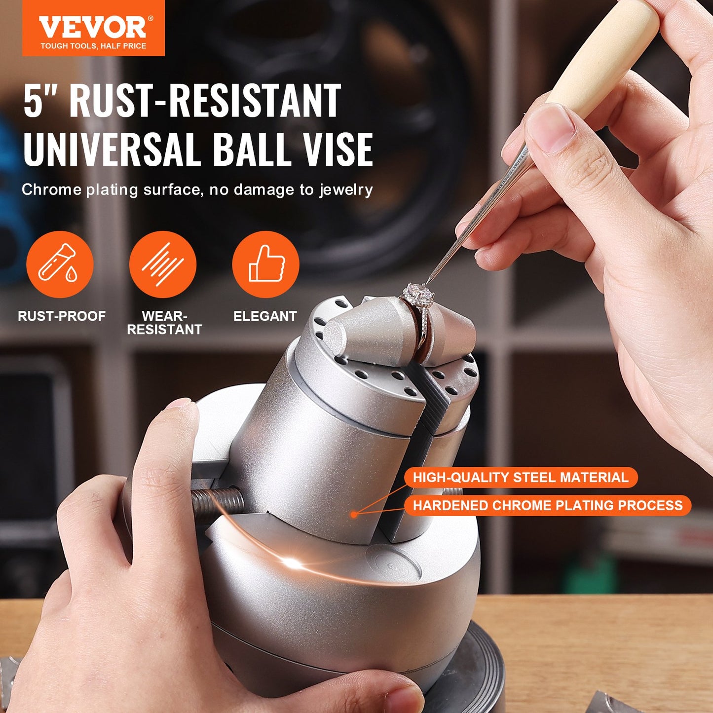 Ball Vise, 5" Engraving Setting Tool, 360° Rotation Engraving Block Vise, 69 PCS Attachment Jewelry Engraving Block Tools Standard Block For Gemstone Inlay And Small-Scale Engraving