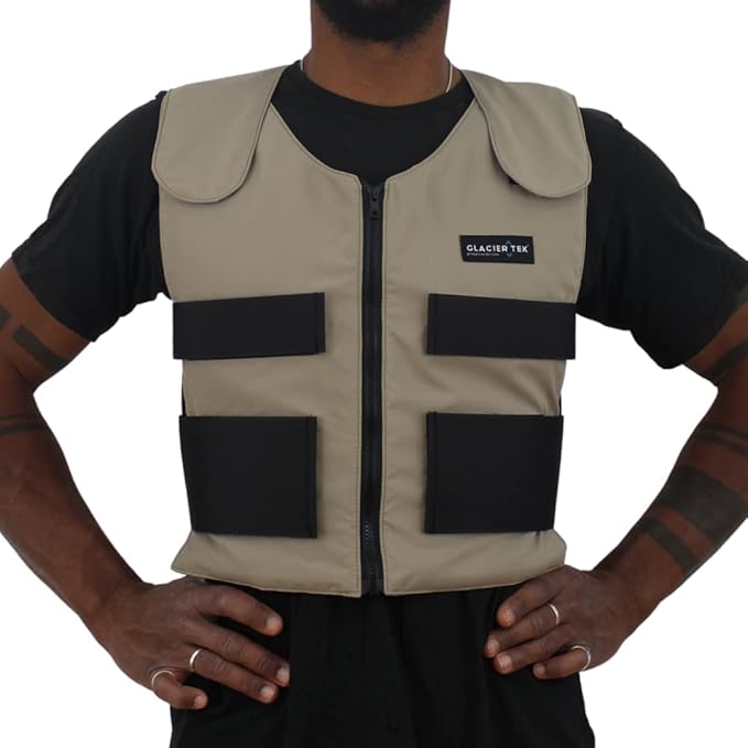 Glacier Tek Cool Vest Personal Cooling, 59 Degrees for 2.5 hours 8 Cool Packs, Recharge in 30 Minutes