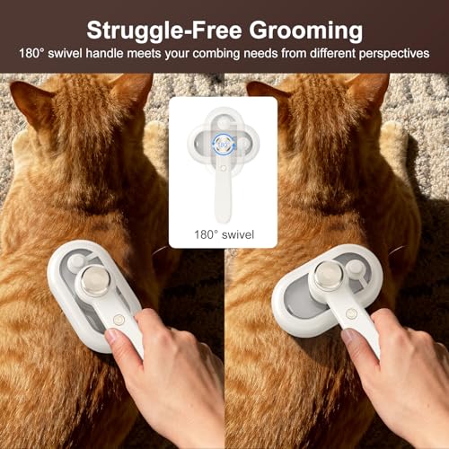 Pet Steam Brush for Dog & Cat, 3-in-1 Self Cleaning Cat Brush for Long & Short Haired Animals Low Noise, Anti-Static & Ant...