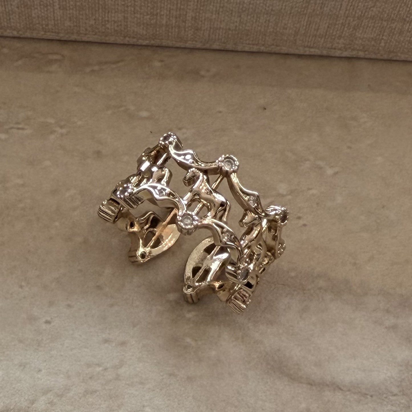 Fashion Coffee Gold Zircon Ring Stackable Design Female Hand Ring