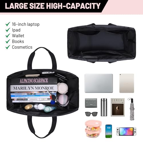 Codcey Large Utility Tote Bag with Reinforced Bottom, Waterproof Multi Pockets Beach Tote Bag for Travel, Work, School
