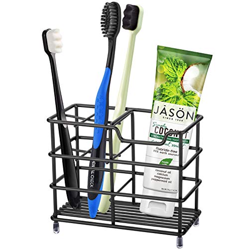 Urbanstrive 304 Stainless Steel Bathroom Toothbrush Holder Toothpaste Holder Stand Bathroom Accessories Organizer (Black, ...