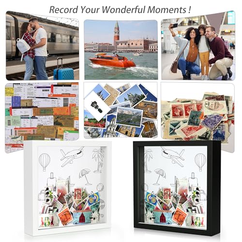 Jackma Travel Tickets Collection Shadow Box Frame, Funny Display Box for Collecting Tickets of Sporting Travelling Events...