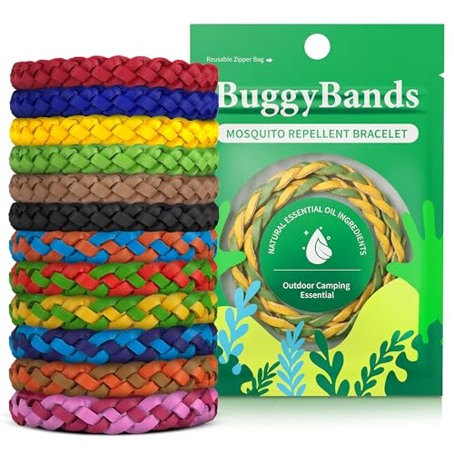 BuggyBands 24 Pack Mosquito Repellent Bracelets for Adults & Kids, DEET-Free, Individually Wrapped, Adjustable PU Leather ...