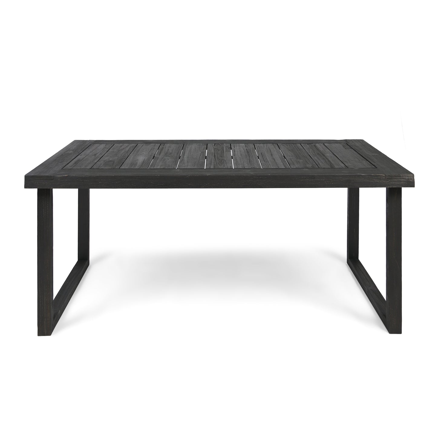 Outdoor 69  Acacia Wood Dining Table, Sandblast Dark Gray Finish