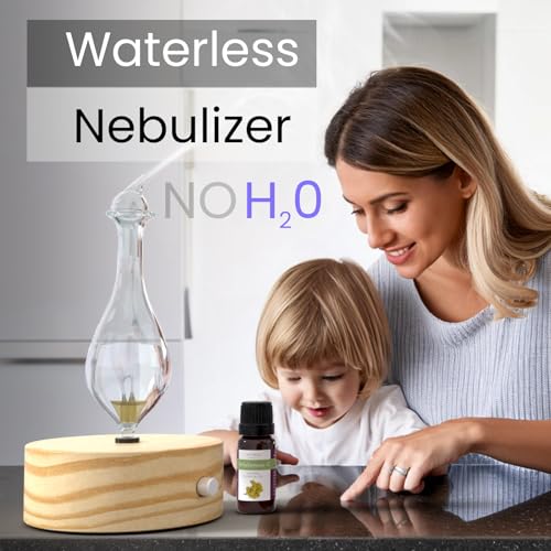ArOmis Premium Glass Essential Oils Nebulizer - Waterless Diffuser for Aromatherapy - Handmade Oil Diffuser, Wooden Base, ...