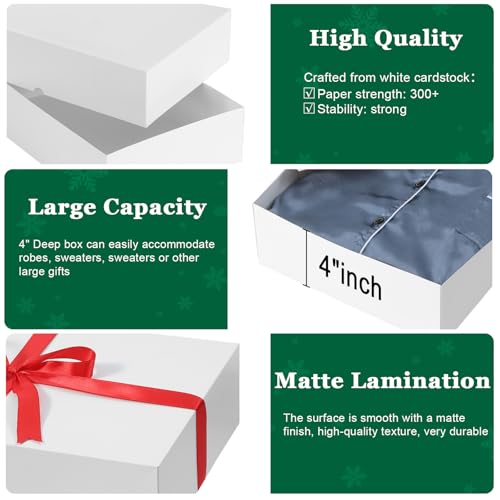 STYPOP 12 Pack Gift Boxes with Lids for Present - 6 Extra Large 17" (4" Deep) & 6 Large 14" (2" Deep) White Gift Boxes for...