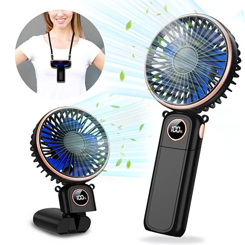 Portable Handheld Fan 5200mAh, USB Rechargeable Foldable Electric Personal Small Mini Hand Held Fan, 22Hrs Runtime, 6 Spee...