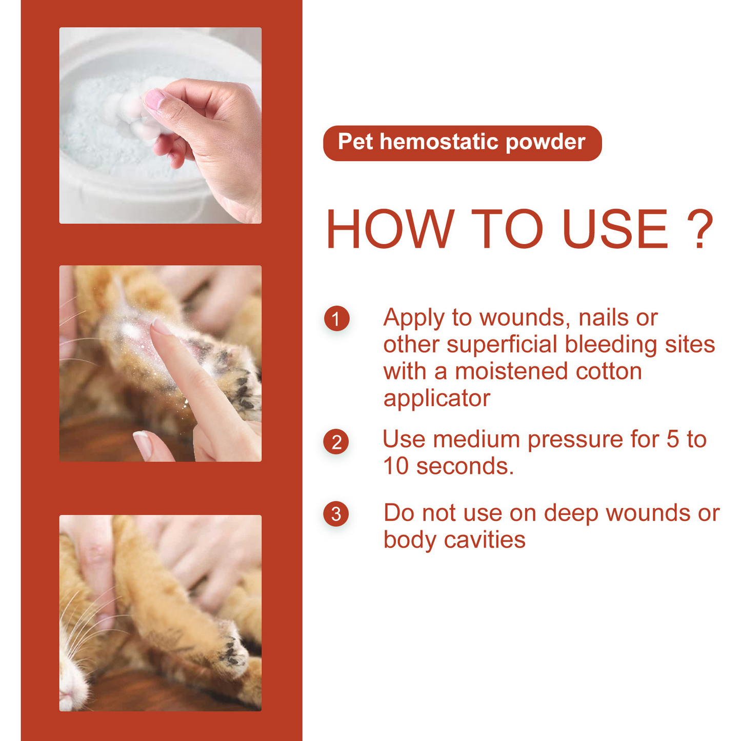Pet Hemostatic Powder, Fast Bleeding Stop Wound Care Powder For Dogs Cats, Gentle Pet Nail Cut Skin Injury Healing Powder 50g