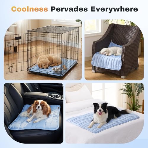ZOMISIA Cooling Mat for Extra Large Dogs XL - Thin Portable Pet Cooling Pad, Breathable and Washable Cool Fiber with Non-S...