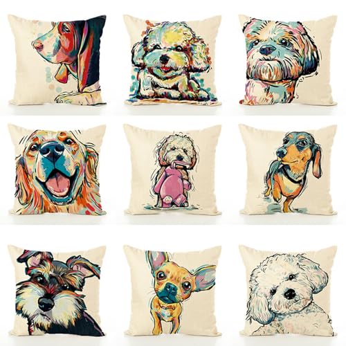 Redland Art Cute Pet Animal Dachshund Dog Pattern Throw Pillow Covers Linen Cushion Cover Cases Pillowcases Car Sofa Home ...