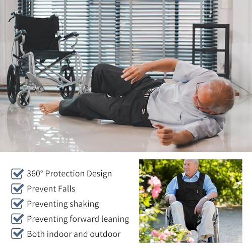 MDSTOP Wheelchair Safety Belt, Anti-Slip Wheelchair Seatbelt, Wheelchair Harness with Adjustable Secure Buckle, Medical Re...