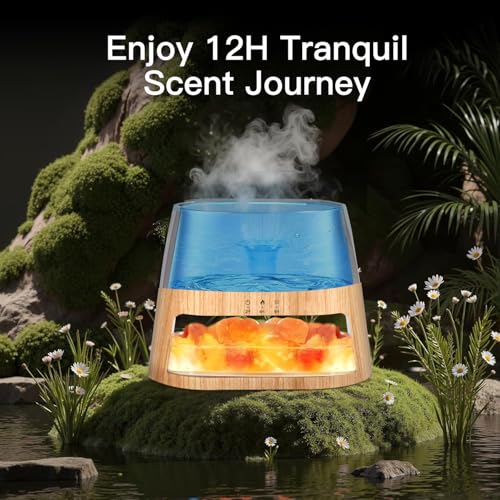 BieJiahWeiBie Luxury Himalayan Salt Lamp Humidifier & Aromatherapy Diffuser - 8 Color Mood Lighting w/Remote for Spa, Bedr...