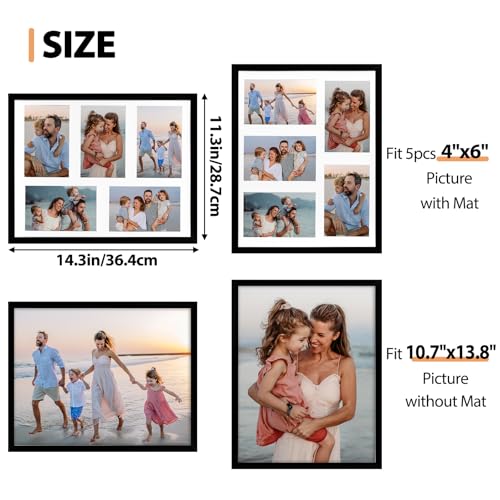 Fixwal Collage Picture Frame with Clear Plexiglass, Displays 5pcs 4x6 Photos or Use as One Frame for Gallery Wall Decor, S...