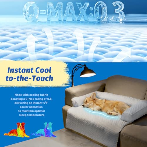 WATANIYA PET Cooling Dog Bed, Washable Cooling Mat for Large Dogs with Removable Cover, Self Cooling Couch Cover for Dog, ...