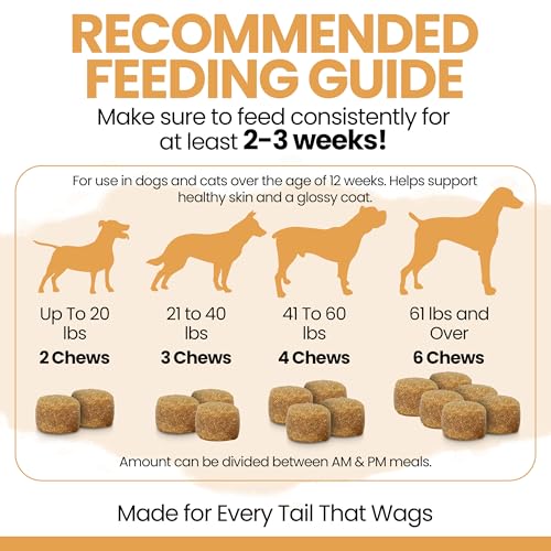 Omega 3 Fish Oil for Dogs - 180 Soft Chews for Itch Relief, Shedding & Hot Spots - Skin and Coat Supplement - Salmon Oil, ...
