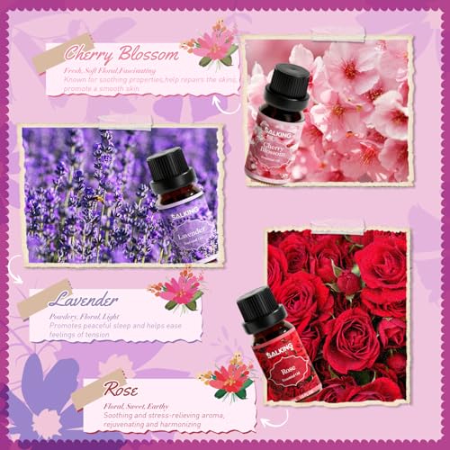 SALKING Floral Essential Oils Set, Premium Pure and Natural Essential Oils, Fragrance Oil Scented Oils for Oil Diffusers 6...