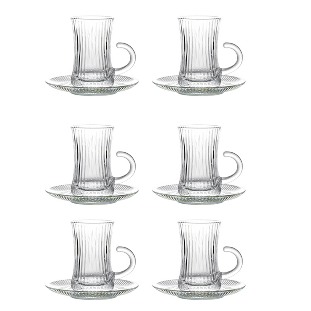 Set Of 6 Heat Resistant Handled Black Green Tea And Coffee With Saucers Set UK