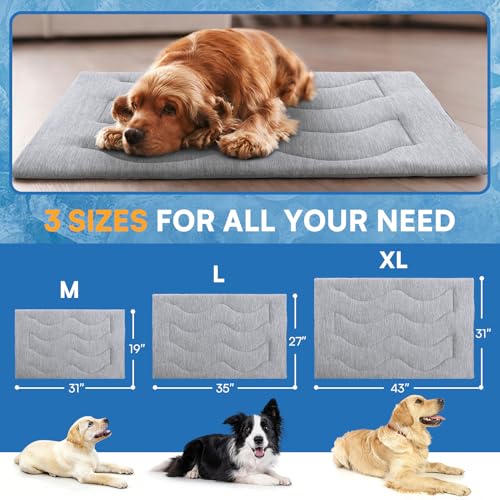 Queenmore Dog Cooling Mat, Cool Dog Mat, Portable Flat Pet Pads for Dogs, Materials Safe, Washable Non-Slip Cooling Pet Pa...