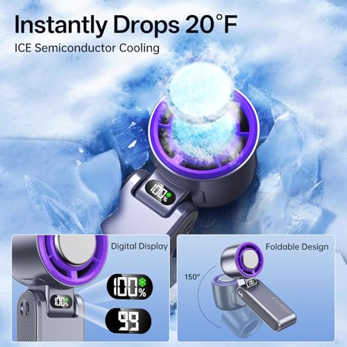 Coolhill Handheld Portable fan with Turbo Cooling - Hand Held Fan Rechargeable, 1-199 Speeds, Up to 12Hrs Battery Life, Po...