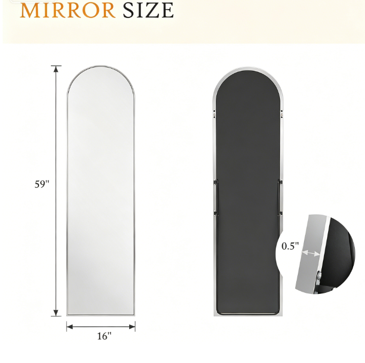 Arched Full Length Mirror, Full Body Standing Mirror, Hanging Or Leaning, For Home