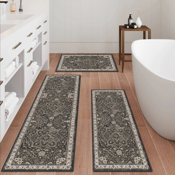 Kitchen Rug Sets Of 3 Washable Boho Kitchen Rugs And Runner Carpets Non Slip Kitchen Area Rug For Laundry Room Entryway Hallway
