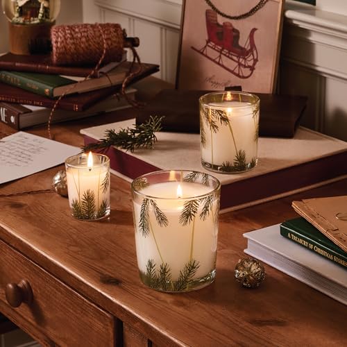 Thymes Frasier Fir Pine Needle Candle – Holiday Candles for Home Scented with Notes of Crisp Siberian Fir, Cedarwood & San...