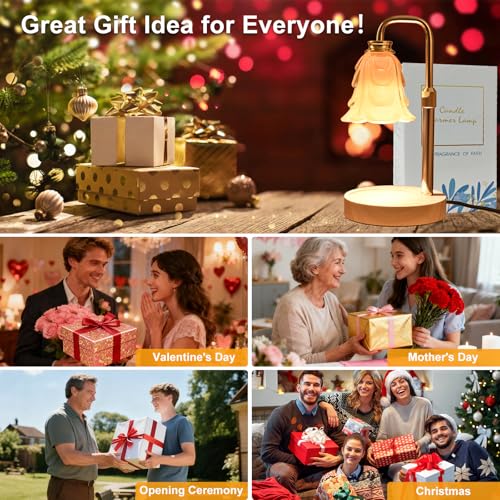 Flower Candle Warmer Lamp with Timer and Dimmer 4-Level Dimmable Adjustable Height Light Heat Lamp for Jar Candles Modern ...