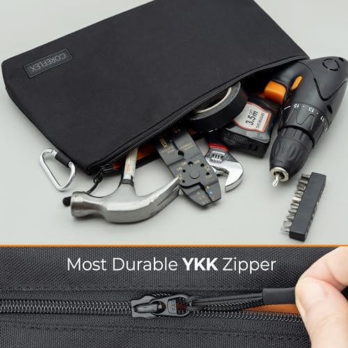 COREFLEX Premium Tool Pouch Zipper Bag, Small Tool Bag, Multipurpose Storage pouch, Heavy duty Flat Bottom Tool bag with Y...