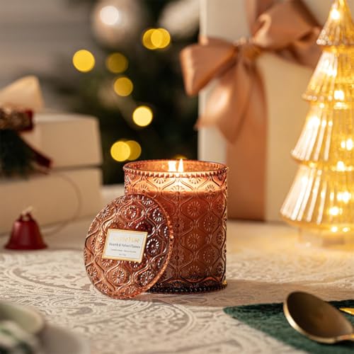 LA JOLIE MUSE Hearth & Velvet Flames Candle - Saffron, Clove, Vanilla | 6 oz Natural Soy Wax | 40 Hours Clean Burn | Elega...