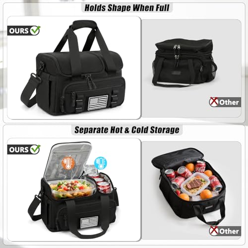 ETRONIK Tactical Lunch Bag for Men, 15L Insulated Lunch Box with Hot/Cold Compartments, Men's Lunch Box Fits 3 Meals + Sna...