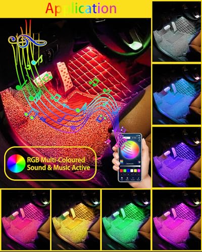 Car LED Interior Lights，RGB Decorative Mood Lighting for Car Foot Ambient Lighting ，APP Control Music Sound-Activated Car ...