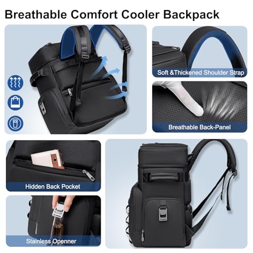 Weitars Insulated Cooler Backpack,Double Deck Waterproof Soft Cooler Bag,Backpack Coolers Leak Proof Lunch Backpack for Me...