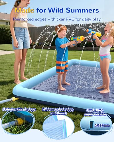 VISTOP Non-Slip Splash Pad for Kids and Dog, Thicken Sprinkler Pool Summer Outdoor Water Toys - Fun Backyard Fountain Play...