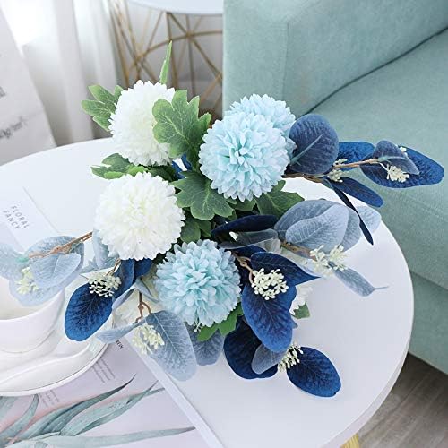 NAWEIDA Artificial Flowers with Ceramic Vase Faux Hydrangea Flower Arrangements Table Centerpieces for Home Garden Party W...