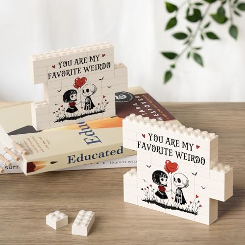 IDELTIME Anniversary Sign Gifts for Men Women, Gothic Building Blocks Puzzle Plaque, Romantic I Love You Birthday Gifts fo...