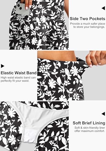 G Gradual Women's 5" High Waisted Swim Board Shorts with Phone Pockets UPF 50+ Quick Dry Beach Shorts for Women with Liner
