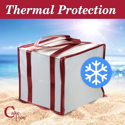 Cakebon 12-Inch Cake Insulated Cooler Bag with Ice Pack Sheets – Premium Carrier Bag for Cakes, Pastries & Cupcakes – Dura...