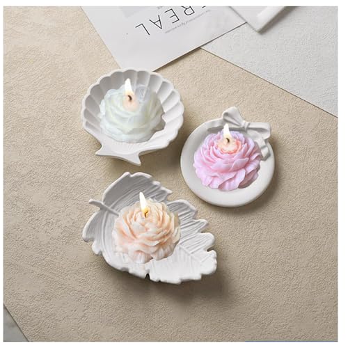 Peony Candles Gifts for Women, Soy Wax Aromatherapy Candle, Room Decor Cute Flower Shaped Scented Candles (Champagne+Pink)
