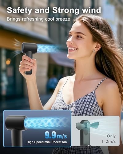 WHATOOK Portable Handheld Mini Fan, 18500 RPM High Velocity, 5 Speeds with LED Display, 3000mAh USB-C Rechargeable, Up to ...