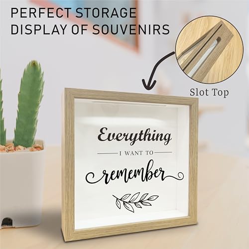 8x8 Shadow Box Frame - Decorative Greenery Wooden Memorable Box For Saving - Everything I Want To Remember - Display Memor...