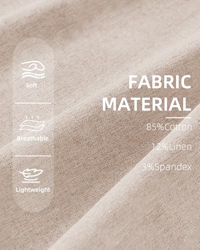 BUXKR Men's Linen Pants Beach Casual Cotton Summer Lightweight Elastic Waist Drawstring with Deep Pockets