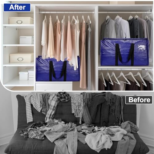 Cryster 6 Pack Moving Bags Heavy Duty, Extra Large Storage Totes Bag with Zippers and Sturdy Handles, Packing Bags for Mov...
