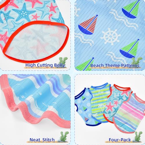 LyssKMK 4-Pack Dog Cooling Shirt Dog Summer Tank Tops Puppy Cooling Quick Dry Sleeveless Shirts with Stripe Beach Seafish ...