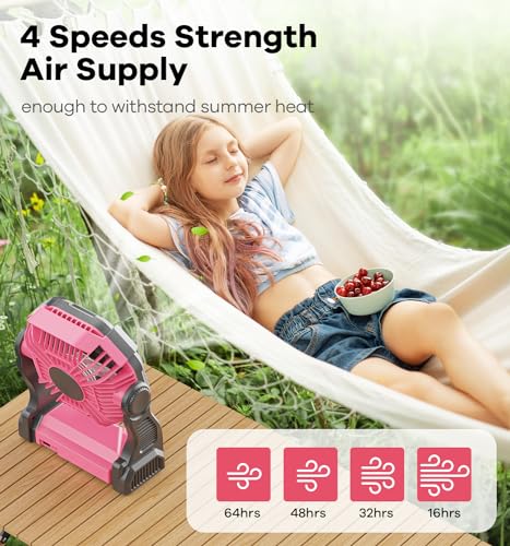 DOWILLDO 30000mAh Portable Battery Powered Camping Fan - with LED Light, Quiet Battery Operated, Camping Gear for Travel, ...