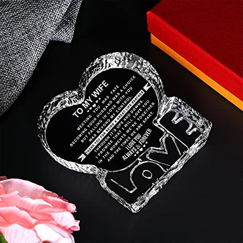 KWOOD Engraved Heart-Shaped Crystal Valentine's Day Mother's Gifts for Wife, Custom Crystal Couples Wedding Anniversary Ro...