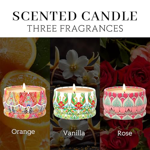 Scented Candles Gift Set, 3 Pack Candles for Home Scented, Long Lasting Soy Wax Aromatherapy Candle Set, Gifts for Women w...